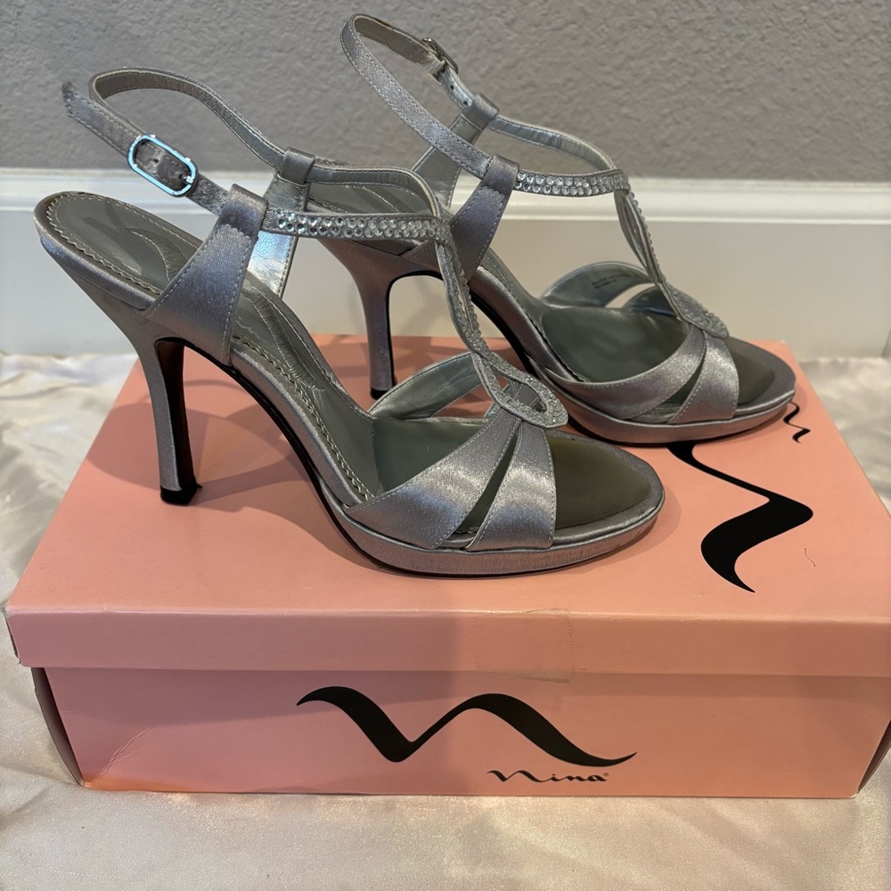Women’s Nina Shoes Royal Silver High Heels - Great for prom, wedding!